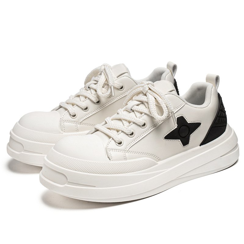画像3: Unisex  Star Platform Leather Lace-Up Sneakers Shoes  ユニセックススターレザー厚底レースアップスニーカーシューズ  (3)
