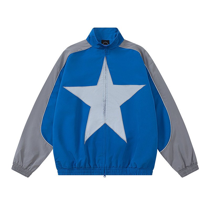 画像7: color matching star logo jacket baseball jacket stadium jacket baseball uniform jacket blouson  ユニセックス 男女兼用ビッグスターウインドブレーカースタジアムジャンパー スタジャン MA-1 ボンバー ジャケット ブルゾン (7)