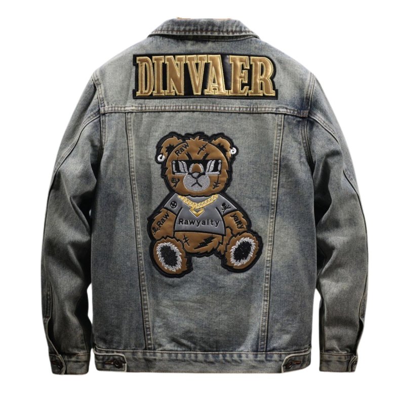 画像1: DINVAER Bear Denim G Jean jacket blouson  ユニセックス 男女兼用HAPPY BOYベア熊デニムジャケット Gジャン ブルゾン (1)