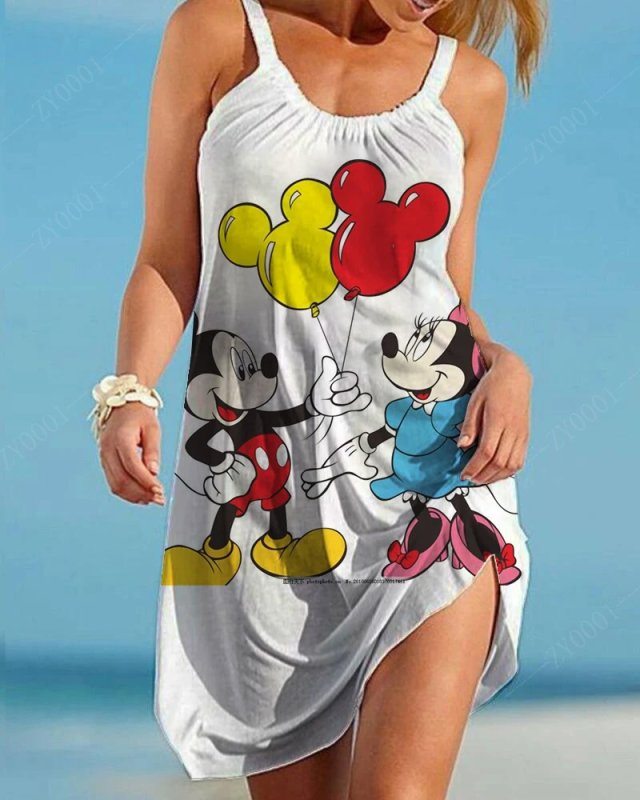 画像3: Women's Minnie mouse comic cartoon printed Cami Tank 3D Print Dress ミニー ３Dプリント グラフィックペイント キャミソール ワンピース ドレス　オーバーサイズ (3)