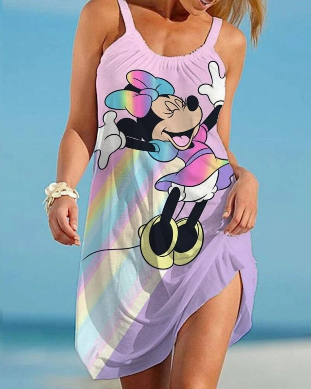 画像5: Women's Minnie mouse comic cartoon printed Cami Tank 3D Print Dress ミニー ３Dプリント グラフィックペイント キャミソール ワンピース ドレス　オーバーサイズ (5)