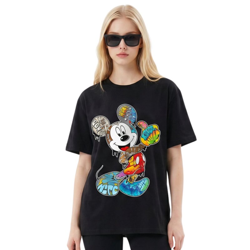 画像1: Unisex Romax Tex Mickey Collage Printed T-shirt ユニセックス 男女兼用 キッズ ジュニア ミッキー コラージュ プリント半袖 Tシャツ 家族でお揃い (1)