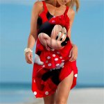 画像13: Women's Minnie mouse comic cartoon printed Cami Tank 3D Print Dress ミニー ３Dプリント グラフィックペイント キャミソール ワンピース ドレス　オーバーサイズ (13)