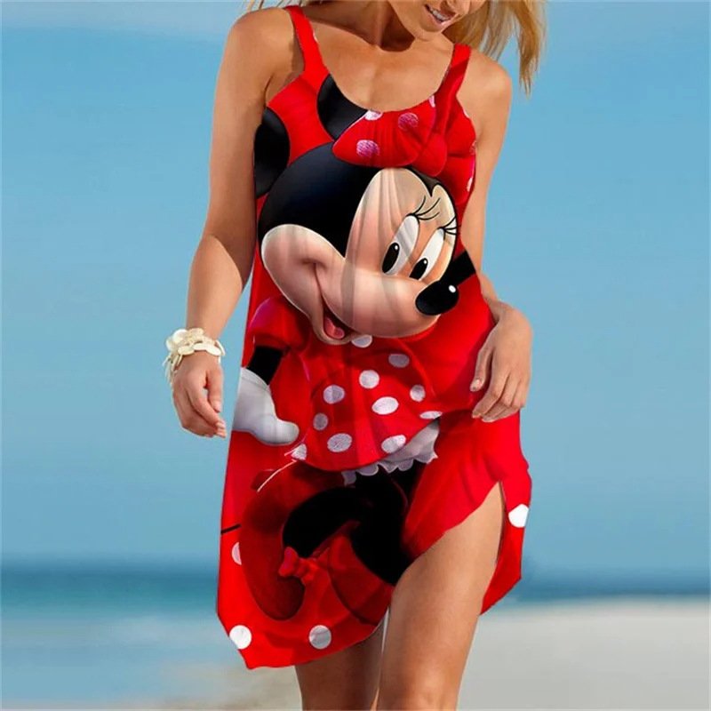 画像13: Women's Minnie mouse comic cartoon printed Cami Tank 3D Print Dress ミニー ３Dプリント グラフィックペイント キャミソール ワンピース ドレス　オーバーサイズ (13)