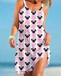 画像2: Women's Minnie mouse comic cartoon printed Cami Tank 3D Print Dress ミニー ３Dプリント グラフィックペイント キャミソール ワンピース ドレス　オーバーサイズ (2)