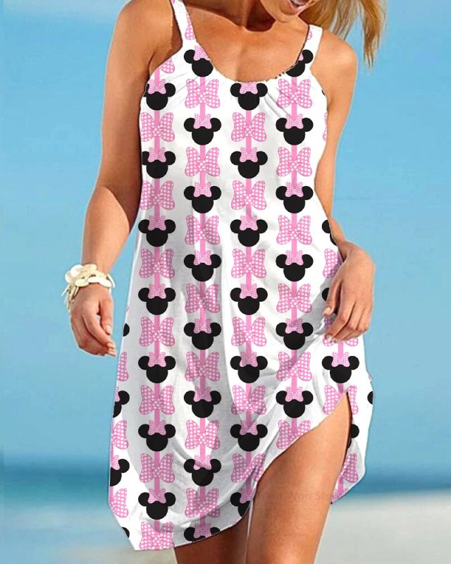 画像2: Women's Minnie mouse comic cartoon printed Cami Tank 3D Print Dress ミニー ３Dプリント グラフィックペイント キャミソール ワンピース ドレス　オーバーサイズ (2)
