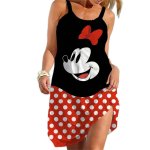画像12: Women's Minnie mouse comic cartoon printed Cami Tank 3D Print Dress ミニー ３Dプリント グラフィックペイント キャミソール ワンピース ドレス　オーバーサイズ (12)