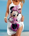 画像10: Women's Minnie mouse comic cartoon printed Cami Tank 3D Print Dress ミニー ３Dプリント グラフィックペイント キャミソール ワンピース ドレス　オーバーサイズ (10)