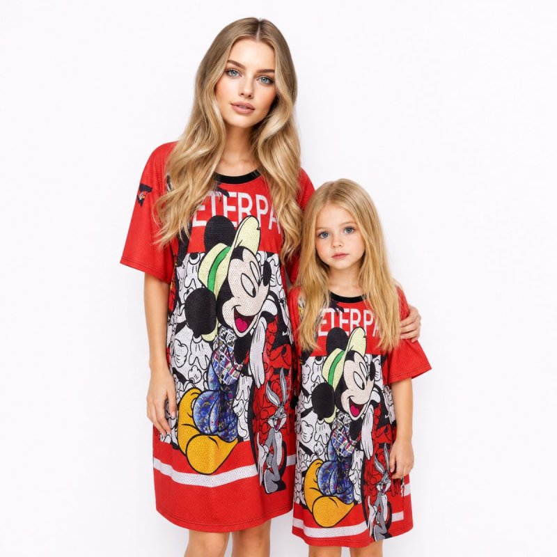 画像4: Oversized Kids Disney Mickey & Minnie mouse Trompe l'oeil Print Dress kids to adults キッズ ディズニー ミニーマウス ミニーちゃん だまし絵 ワンピース 親子コーデ (4)