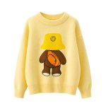 画像1: smile cap & bear Long Sleeve sweater pullover  Knit 　スマイルキャップ＆ベア熊ラウンドネック長袖ニットセータープルオーバー (1)