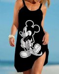 画像4: Women's Minnie mouse comic cartoon printed Cami Tank 3D Print Dress ミニー ３Dプリント グラフィックペイント キャミソール ワンピース ドレス　オーバーサイズ (4)