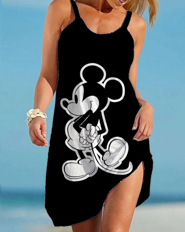 画像4: Women's Minnie mouse comic cartoon printed Cami Tank 3D Print Dress ミニー ３Dプリント グラフィックペイント キャミソール ワンピース ドレス　オーバーサイズ (4)