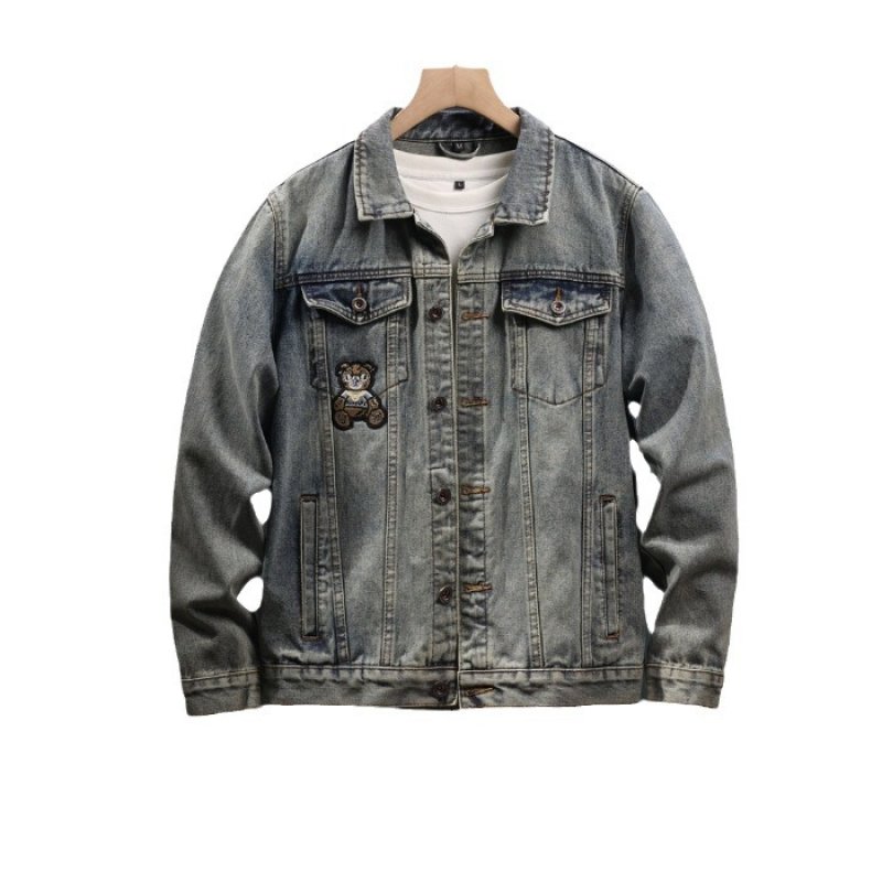 画像2: DINVAER Bear Denim G Jean jacket blouson  ユニセックス 男女兼用HAPPY BOYベア熊デニムジャケット Gジャン ブルゾン (2)