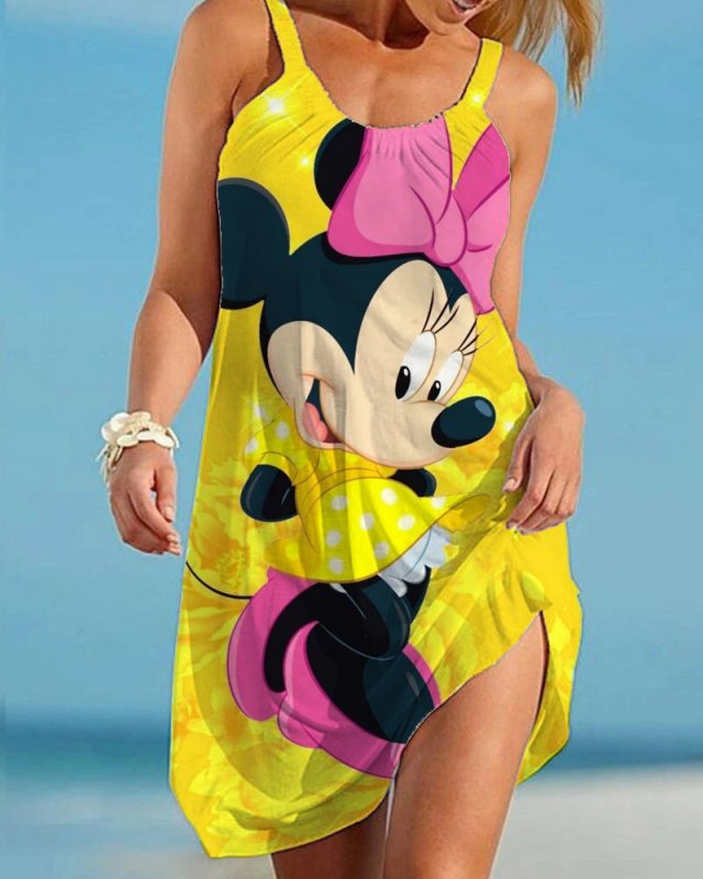画像9: Women's Minnie mouse comic cartoon printed Cami Tank 3D Print Dress ミニー ３Dプリント グラフィックペイント キャミソール ワンピース ドレス　オーバーサイズ (9)