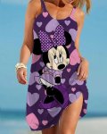画像6: Women's Minnie mouse comic cartoon printed Cami Tank 3D Print Dress ミニー ３Dプリント グラフィックペイント キャミソール ワンピース ドレス　オーバーサイズ (6)