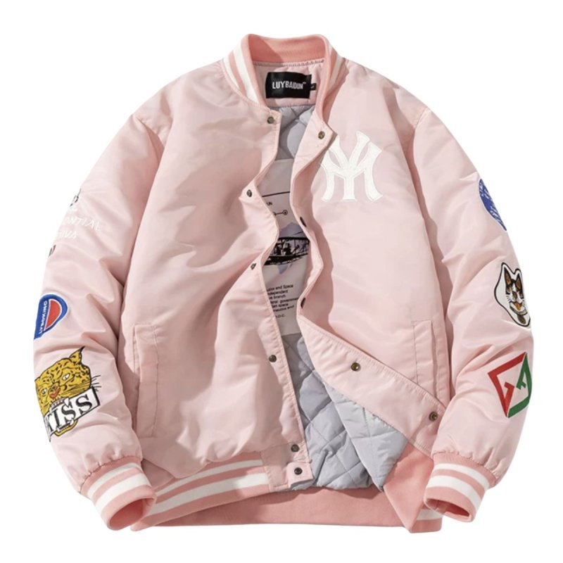 画像2: MLB NY windproof embroidery baseball jacket stadium jacket baseball uniform jacket blouson  ユニセックス 男女兼用MLB NYニューヨークヤンキース刺繍スタジアムジャンパー スタジャン MA-1 ボンバー ジャケット ブルゾン (2)