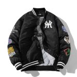 画像1: MLB NY windproof embroidery baseball jacket stadium jacket baseball uniform jacket blouson  ユニセックス 男女兼用MLB NYニューヨークヤンキース刺繍スタジアムジャンパー スタジャン MA-1 ボンバー ジャケット ブルゾン (1)