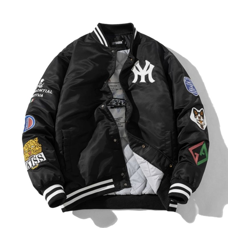 画像1: MLB NY windproof embroidery baseball jacket stadium jacket baseball uniform jacket blouson  ユニセックス 男女兼用MLB NYニューヨークヤンキース刺繍スタジアムジャンパー スタジャン MA-1 ボンバー ジャケット ブルゾン (1)