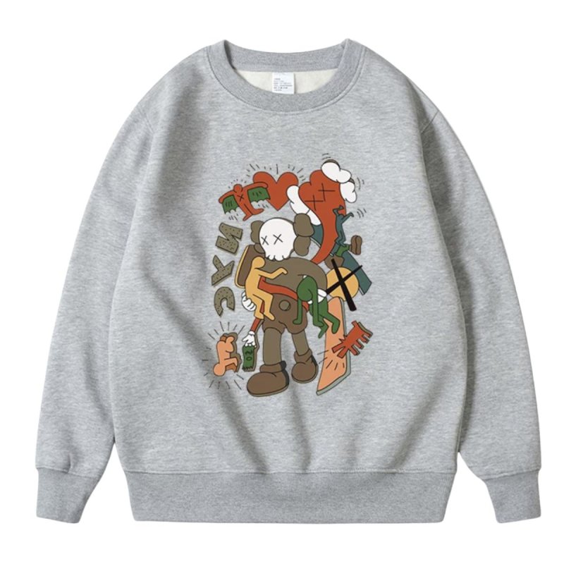 画像1: KAWS SESAME STREET Unisex Sweat Shirts Pullover ユニセックス 男女兼用 カウズ セサミストリート プリント スウェット トレーナー プルオーバー (1)
