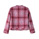 画像2: women's tweed blended wool short jacket coat ピンクツイード チェック ジャケット コート (2)