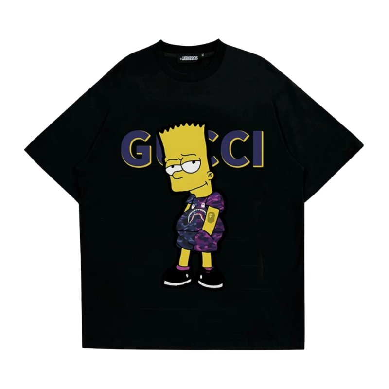 画像2: SENSEMENT  Bart Simpson The simpsons Print Short-Sleeve T-Shirt 男女兼用 ユニセックス バートシンプソン シンプソンズ プリント半袖Tシャツ (2)