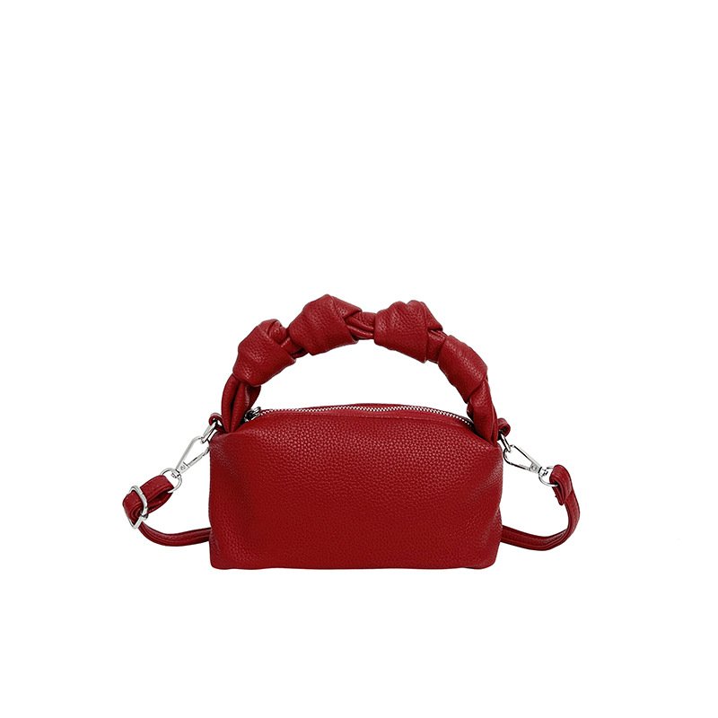 画像6:  Leather knot design handle tote shoulder crossbody pillow bag　レザーハンドル結び目デザイントートショルダークロスボディピローバッグ  (6)