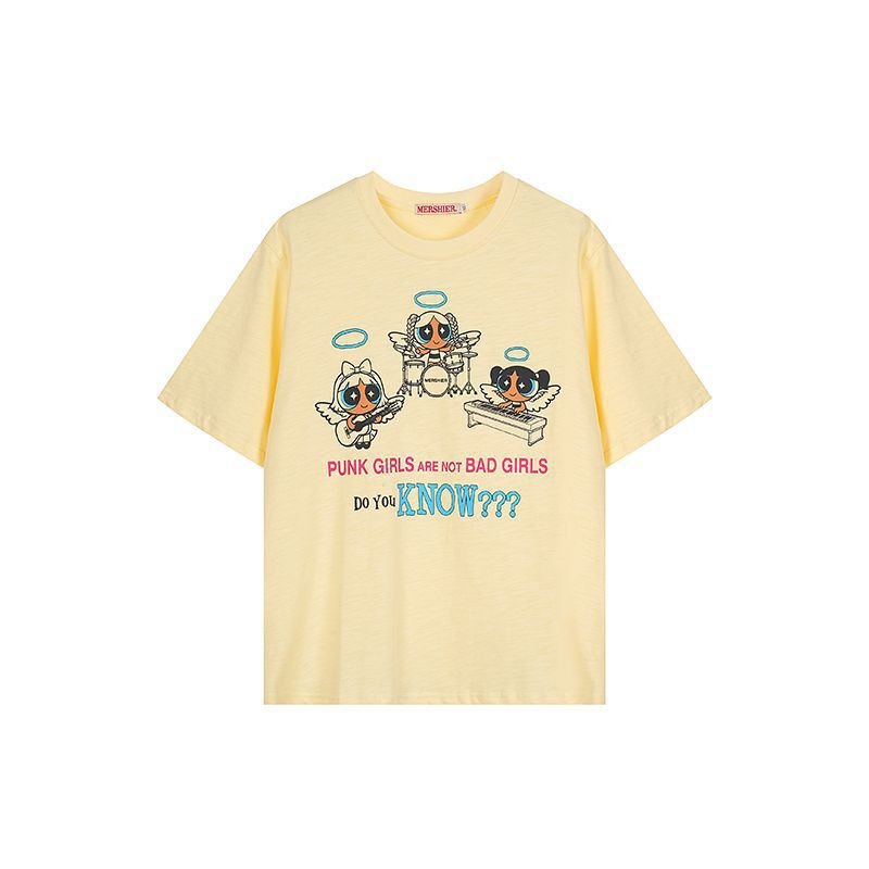 画像1: Unisex Angel Powerpuff Girls PUNK GIRLS ARE NOT BAD GIRLS Paint  t-shirt  男女兼用 ユニセックス エンジェル 天使 パワーパフガールズ プリントTシャツ (1)