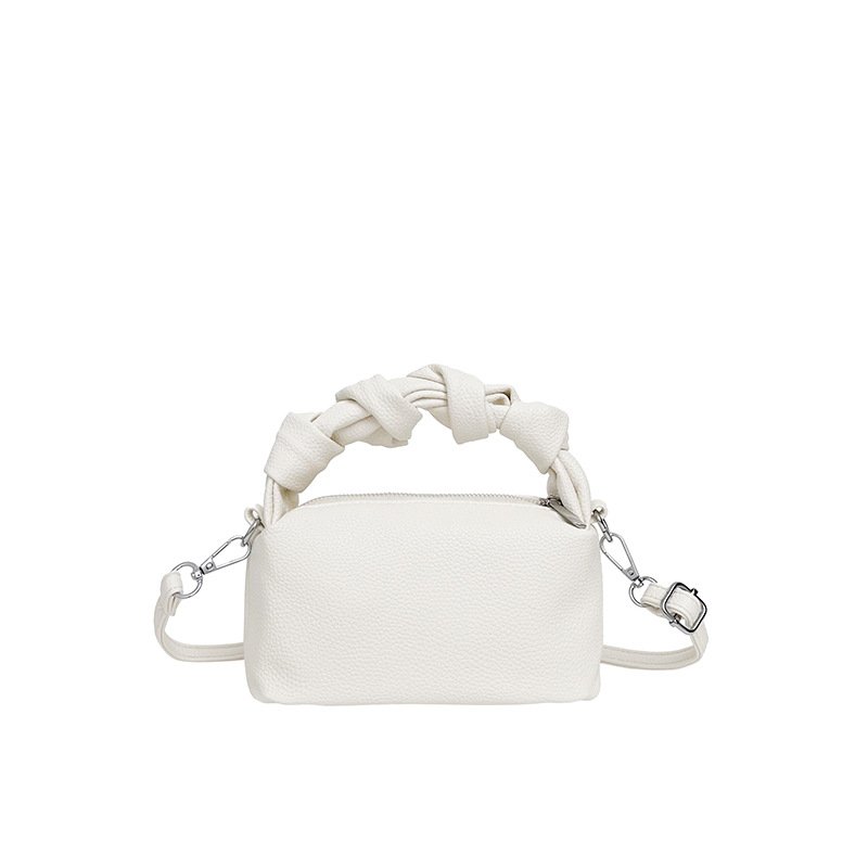 画像2:  Leather knot design handle tote shoulder crossbody pillow bag　レザーハンドル結び目デザイントートショルダークロスボディピローバッグ  (2)