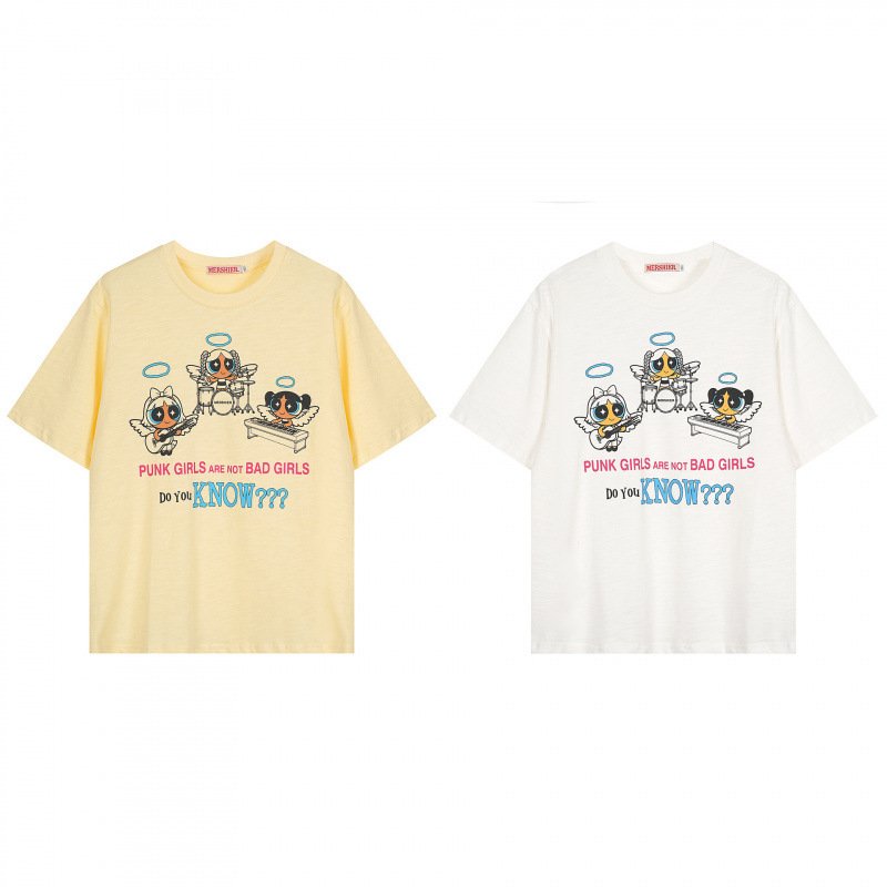画像3: Unisex Angel Powerpuff Girls PUNK GIRLS ARE NOT BAD GIRLS Paint  t-shirt  男女兼用 ユニセックス エンジェル 天使 パワーパフガールズ プリントTシャツ (3)