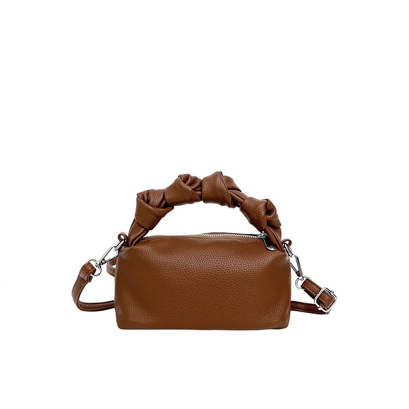 画像4:  Leather knot design handle tote shoulder crossbody pillow bag　レザーハンドル結び目デザイントートショルダークロスボディピローバッグ  (4)