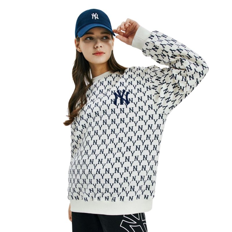 画像3: MLB NY Front Monogram Embroidery Sweatshirt ユニセックス 男女兼用 MLB NY モノグラム フロントロゴ スウェット トレーナー (3)