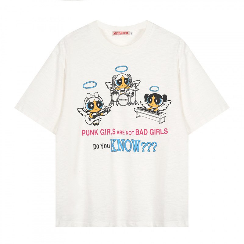 画像2: Unisex Angel Powerpuff Girls PUNK GIRLS ARE NOT BAD GIRLS Paint  t-shirt  男女兼用 ユニセックス エンジェル 天使 パワーパフガールズ プリントTシャツ (2)