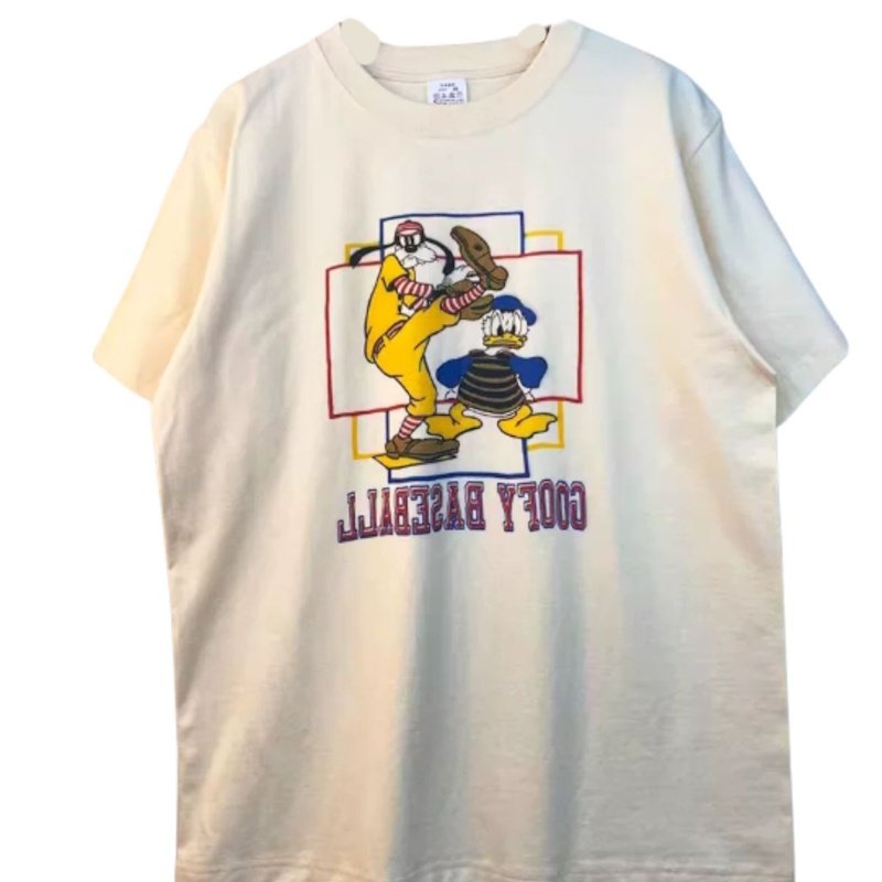 画像2: Goofy & Donald Duck Vintage Style Print Short-Sleeve T-Shirt 　男女兼用 ユニセックス グーフィ＆ドナルドダッグヴィンテージスタイルプリント半袖Tシャツ (2)
