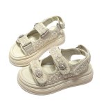 画像3: Pearl Camellia Platform Back Strap Sandals　厚底パール＆カメリアスパンコールバックストラップサンダル (3)