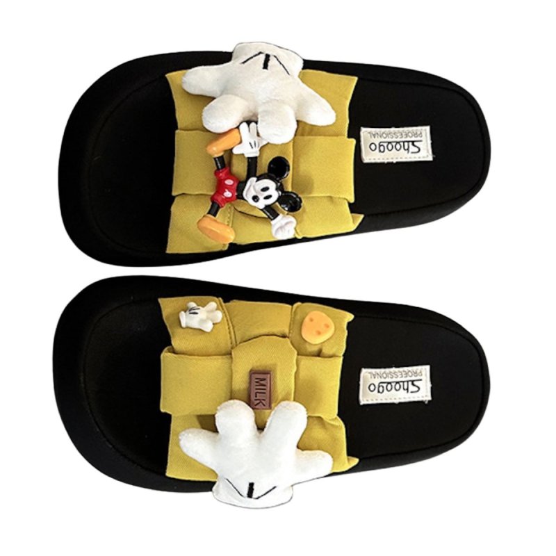 画像1: Mickey Mouse plush platform sandal slippers shoes　ミッキーマウスぬいぐるみ厚底サンダルスリッパシューズ (1)