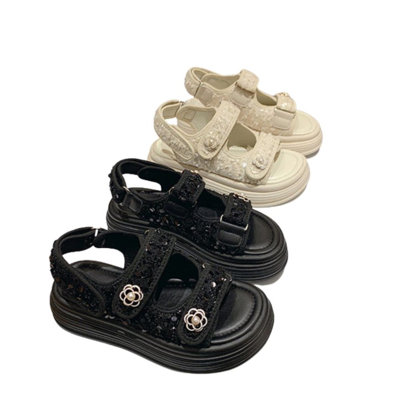 画像4: Pearl Camellia Platform Back Strap Sandals　厚底パール＆カメリアスパンコールバックストラップサンダル (4)