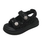 画像1: Pearl Camellia Platform Back Strap Sandals　厚底パール＆カメリアスパンコールバックストラップサンダル (1)