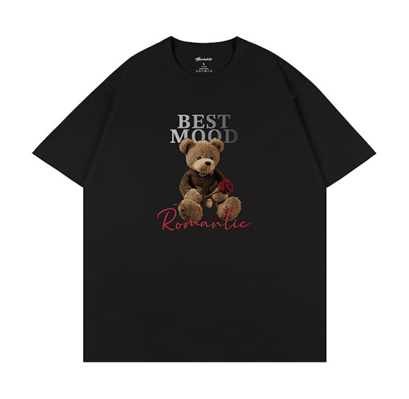 画像1: Unisex Romantic Bear Print  T-shirt  男女兼用 ユニセックスロマンティックベアプリント 半袖 Tシャツ (1)
