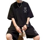 画像5:  Bear T-shirt and shorts set (top and bottom) setup ユニセックス男女兼用 ベア 上下セット tシャツ 半袖 ハーフパンツ セットアップ (5)