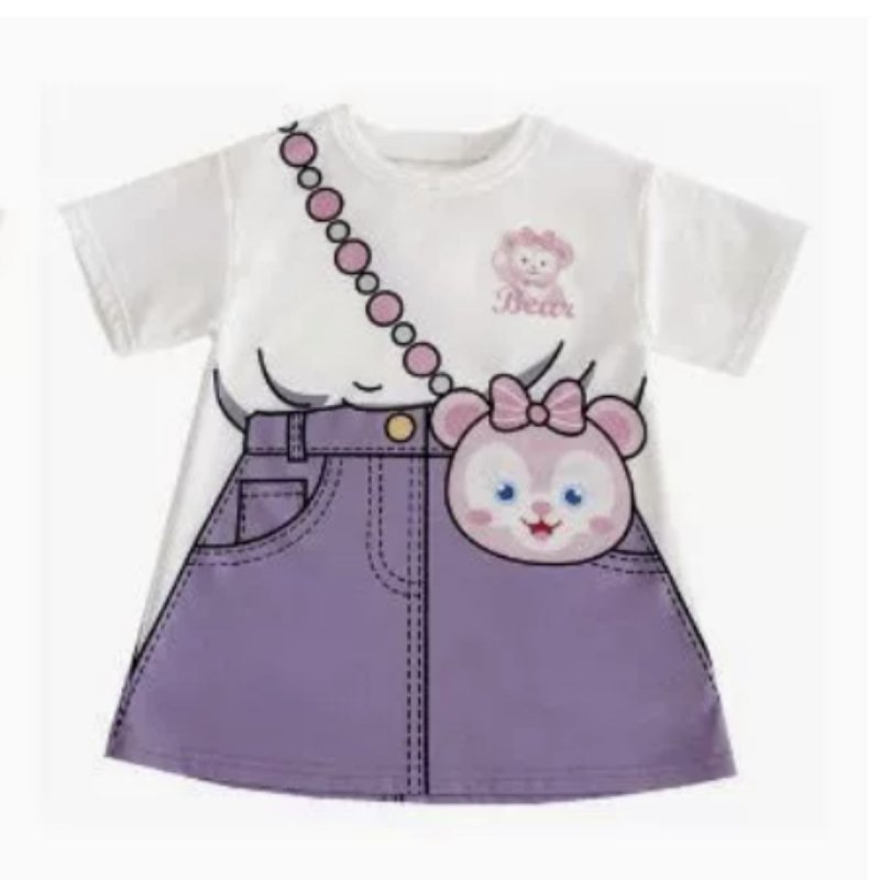 画像2: Kids Disney Duffy and Friends Trompe l'oeil Print Dress kids to adults キッズ ディズニー ダッフィー フレンズ シェリーメイ ステラ・ルー クッキー・アン だまし絵 ワンピース  (2)
