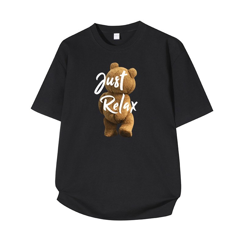画像2: Unisex Just Relax Back View Bear Print  T-shirt  男女兼用 ユニセックスジャストリラックスバックビューベアプリント 半袖 Tシャツ (2)