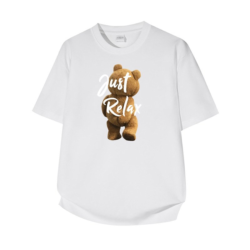 画像1: Unisex Just Relax Back View Bear Print  T-shirt  男女兼用 ユニセックスジャストリラックスバックビューベアプリント 半袖 Tシャツ (1)