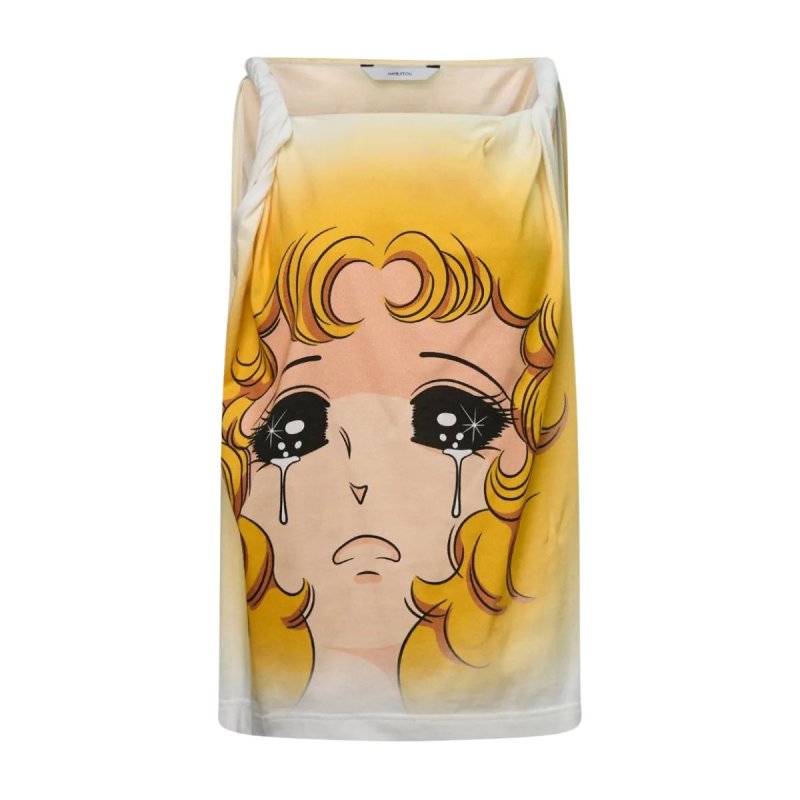 画像1: WHITE CRYING GIRL KNOT SLEEVELESS Cartoon print Tank Top クライングガール アニメプリントタンクトップ シャツ (1)