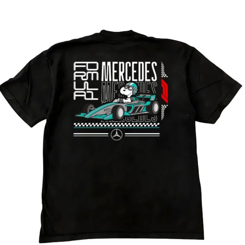 画像1: Unisex Snoopy x Mercedes Print  T-shirt  男女兼用 ユニセックススヌーピー×メルセデスプリント 半袖 Tシャツ (1)