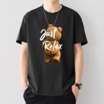 画像4: Unisex Just Relax Back View Bear Print  T-shirt  男女兼用 ユニセックスジャストリラックスバックビューベアプリント 半袖 Tシャツ (4)