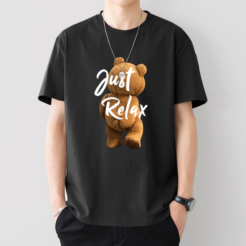 画像4: Unisex Just Relax Back View Bear Print  T-shirt  男女兼用 ユニセックスジャストリラックスバックビューベアプリント 半袖 Tシャツ (4)