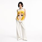 画像2: WHITE CRYING GIRL KNOT SLEEVELESS Cartoon print Tank Top クライングガール アニメプリントタンクトップ シャツ (2)