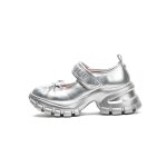 画像2: Ｗomen's Leather Metallic platform Mary Jane sneakers trainers Y2K 本革 リアルレザー 厚底 メタリック メリージェーン スニーカープラットフォーム ダッドシューズ ボリュームソール バレエコア (2)
