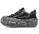 画像3: Unisex Denim fringe chunky sole platform lace-up sneakers  Shoes ユニセックス 男女兼用 デニムフリンジチャンキーソール厚底レースアップ  スニーカー (3)