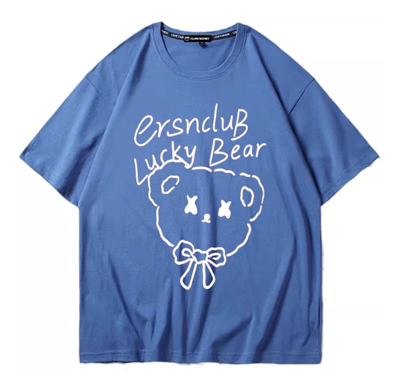 画像3: Lucky Bear  Print Tshirts ユニセックス男女兼用ラッキーベア熊プリント 半袖 Tシャツ (3)